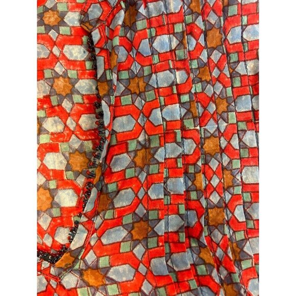 Roberta Roller Rabbit Womens Printed Beaded Tunic Top Medium - Picture 4 of 5